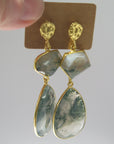 Moss Agate earring - Double Drop