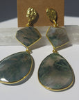 Moss Agate earring - Double Drop
