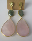 Moss Agate & Rose Quartz - Double Drop Earring