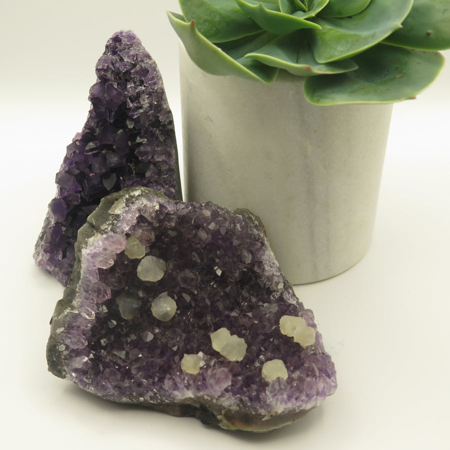 Amethyst Cluster with Calcite Inclusions