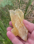 Video shows a specimen piece of dogtooth honey calcite. 