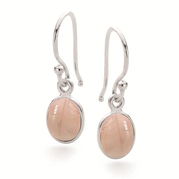 Rose Quartz Oval Drop Earring