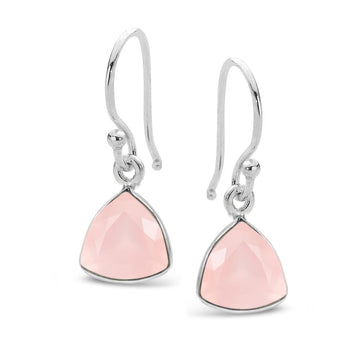 Rose Quartz Faceted Triangle Earring