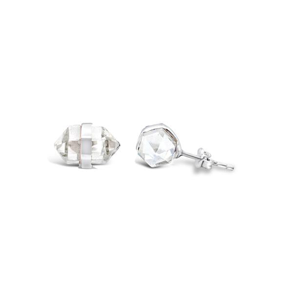 Clear Quartz Pencil Point Stud Earring