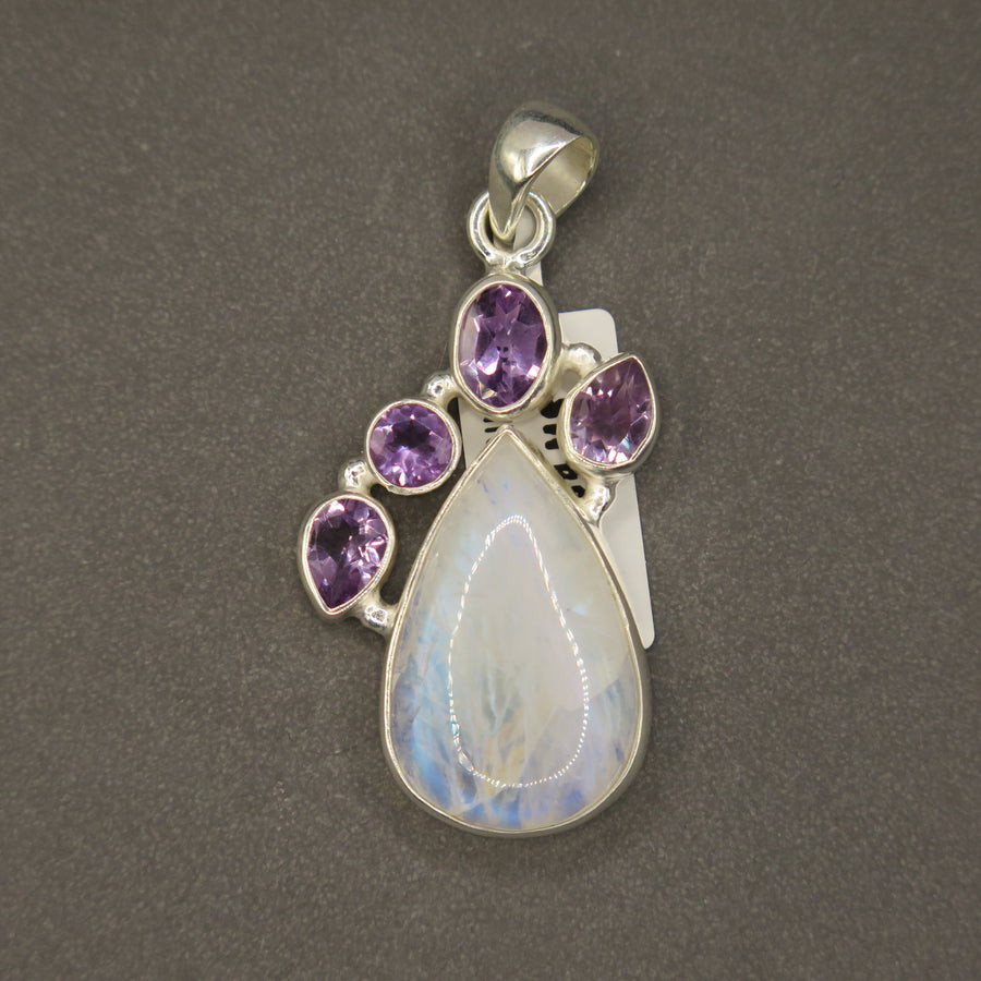 Amethyst & Moonstone Goddess Pendant