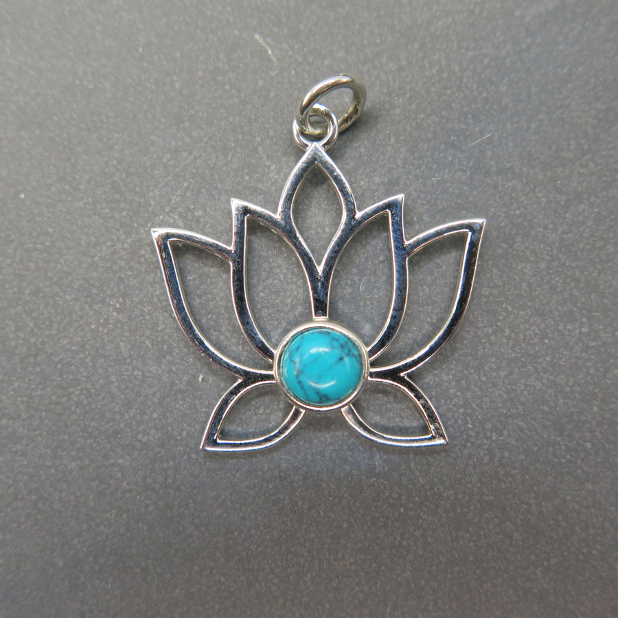 Lotus Leaf and Turquoise Pendant