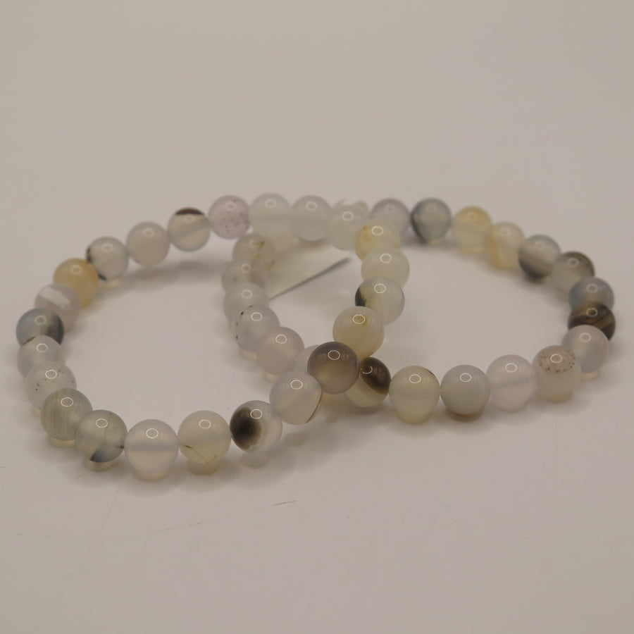 White Agate 8mm Beaded Bracelet