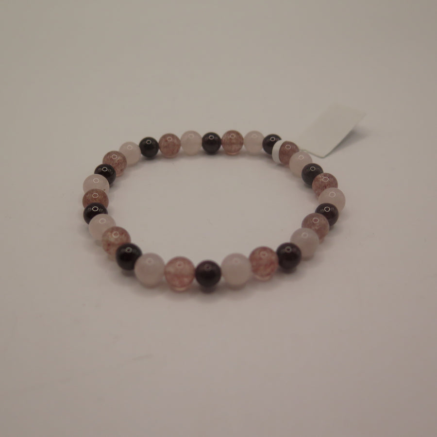 Rose quartz/ Strawberry Quartz/ Garnet Beaded Bracelet - 6mm